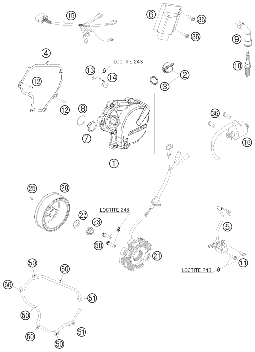 Sprängskiss: Ignition System – KTM 530 EXC-R 2008