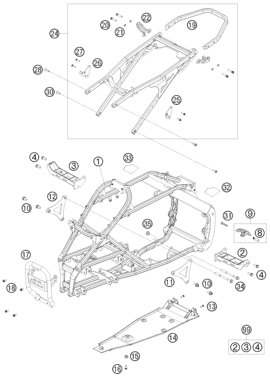Sprängskiss: Frame – KTM 525 XC ATV 2008