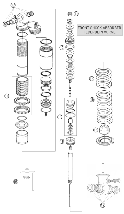 Sprängskiss: Shock Absorber Disassembled – KTM 525 XC ATV 2008