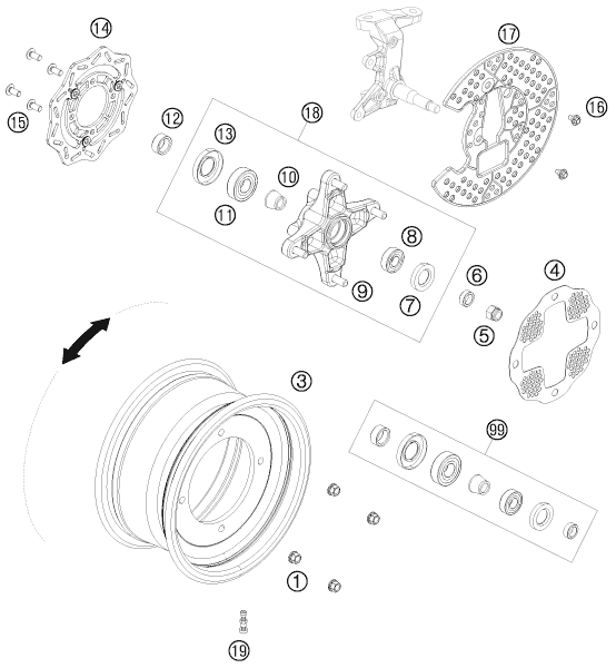 Sprängskiss: Front Wheel – KTM 525 XC ATV 2008