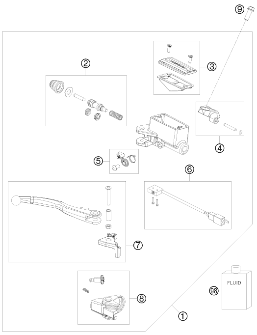 Sprängskiss: Front Brake Control – KTM 450 SX ATV 2009