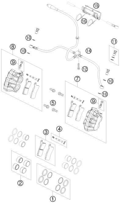 Sprängskiss: Front Brake Caliper – KTM 525 XC ATV 2008