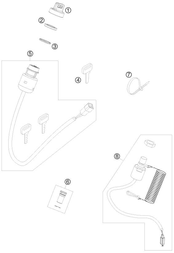 Sprängskiss: Instruments / Lock System – KTM 450 SX ATV 2009