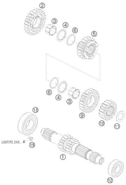 Sprängskiss: Transmission I - Main Shaft – KTM 525 XC ATV 2009