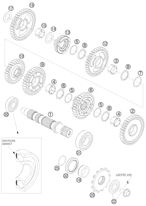 Sprängskiss: Transmission II - Countershaft – KTM 525 XC ATV 2009