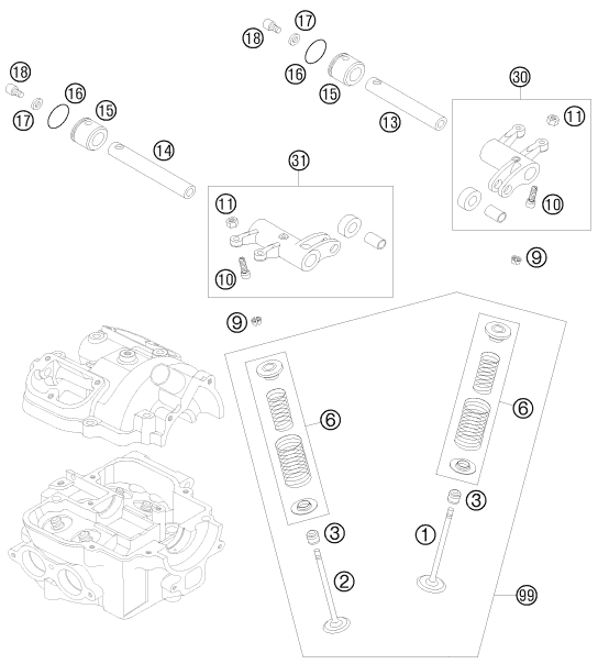 Sprängskiss: Valve Drive – KTM 525 XC ATV 2009