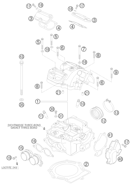 Sprängskiss: Cylinder Head – KTM 525 XC ATV 2009