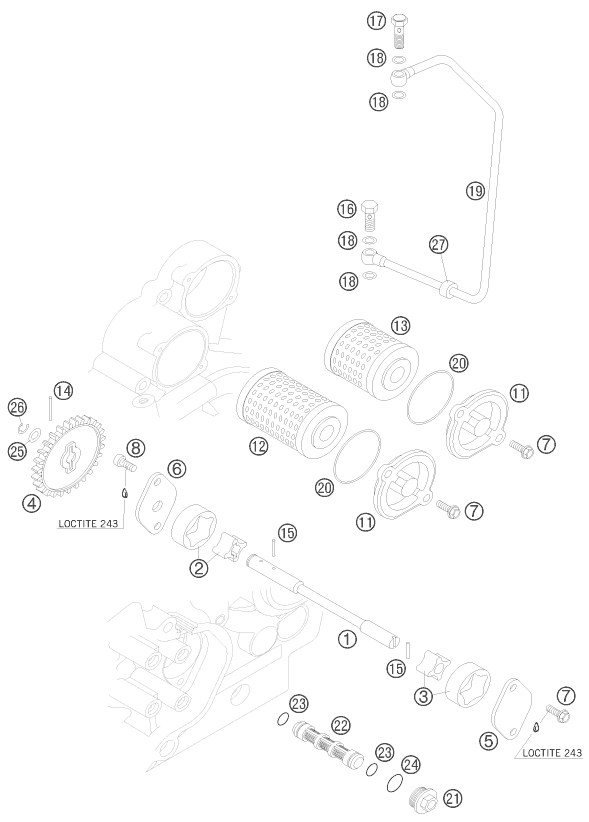 Sprängskiss: Lubricating System – KTM 525 XC ATV 2009