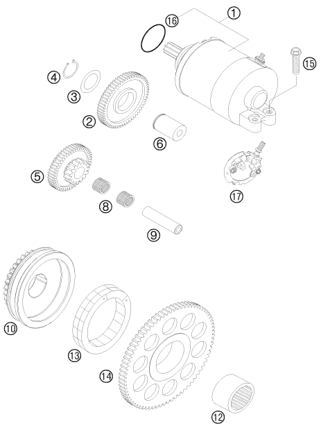Sprängskiss: Electric Starter – KTM 525 XC ATV 2009