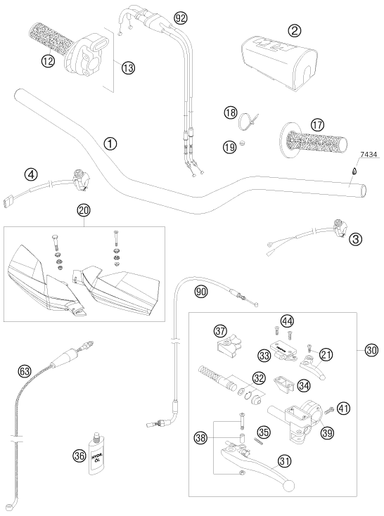 Sprängskiss: Handlebar, Controls – KTM 450 SXS-F 2008