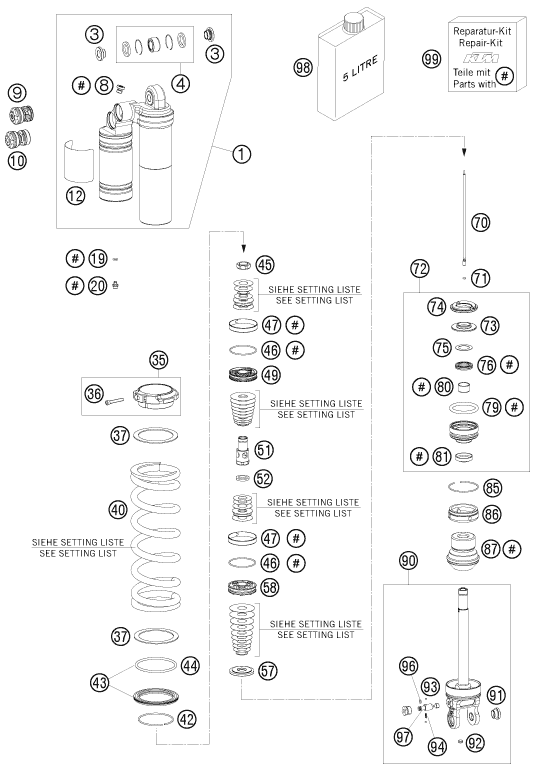 Sprängskiss: Shock Absorber Disassembled – KTM 125 SXS 2008
