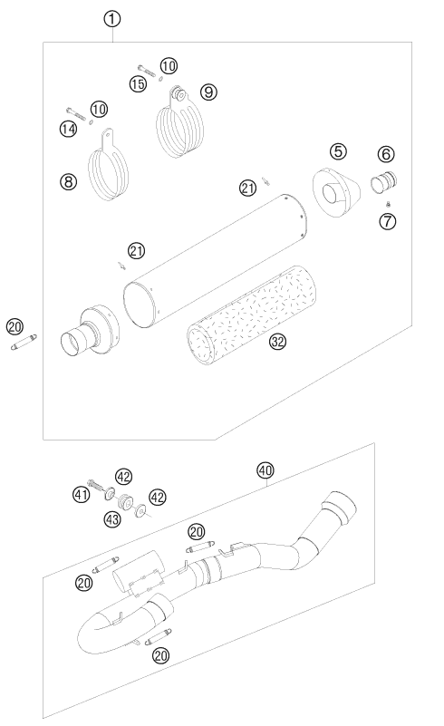 Sprängskiss: Exhaust System – KTM 450 SXS-F 2008