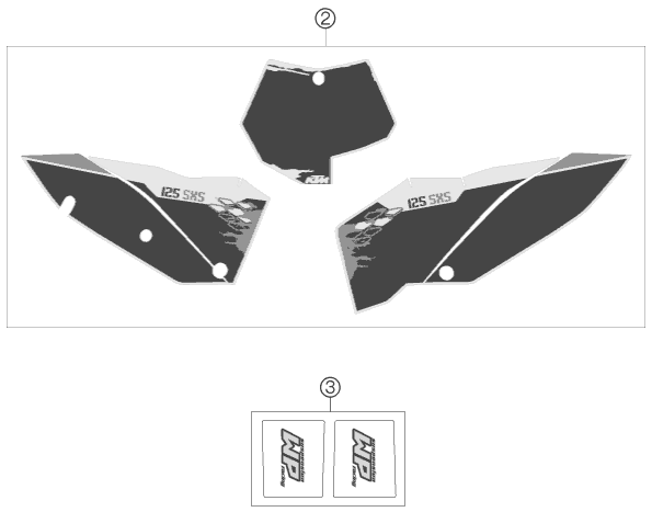 Sprängskiss: Decal – KTM 125 SXS 2008