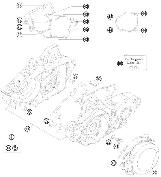 Sprängskiss: Engine Case – KTM 125 SXS 2008