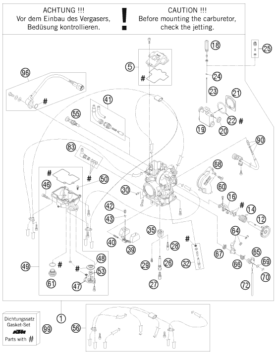 Sprängskiss: Carburetor – KTM 250 SXS-F 2008