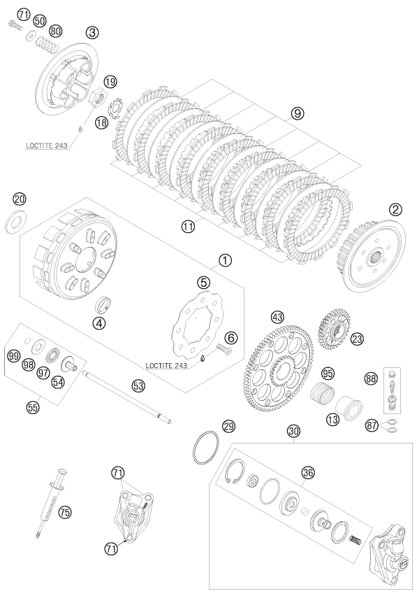 Sprängskiss: Clutch – KTM 450 SXS-F 2008