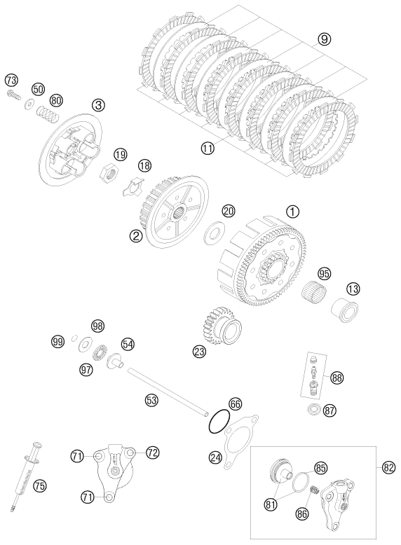 Sprängskiss: Clutch – KTM 250 SXS-F 2008