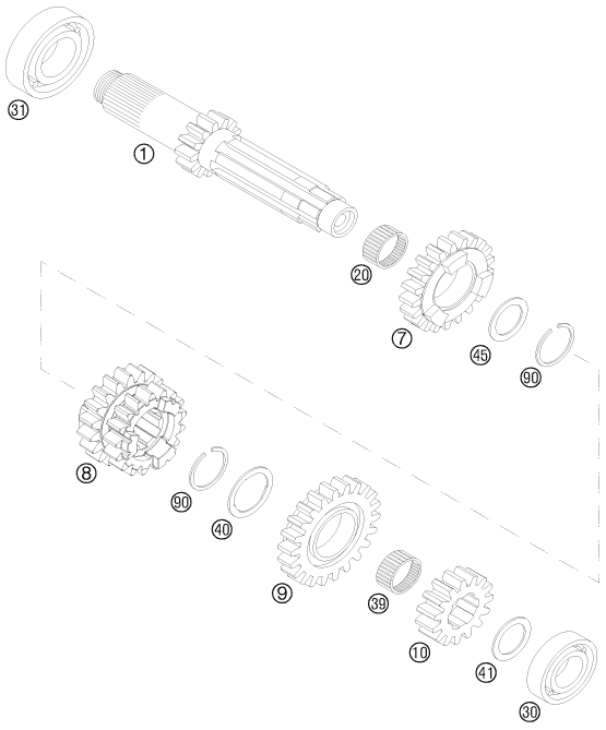 Sprängskiss: Transmission I - Main Shaft – KTM 250 SXS-F 2008