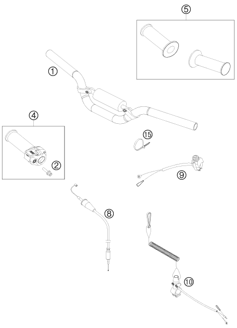 Sprängskiss: Handlebar, Controls – KTM 50 SX 2009