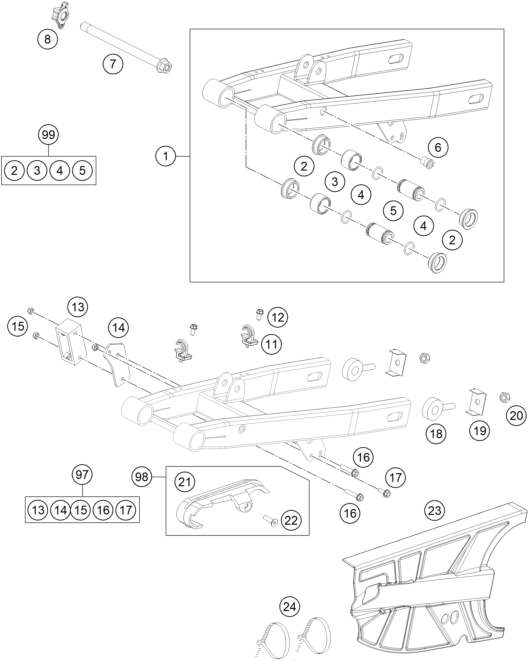 Sprängskiss: Swing Arm – KTM 50 SX 2009