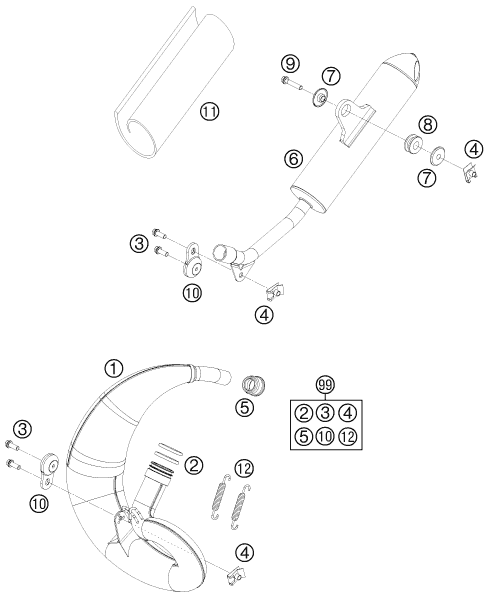 Sprängskiss: Exhaust System – KTM 50 SX 2009