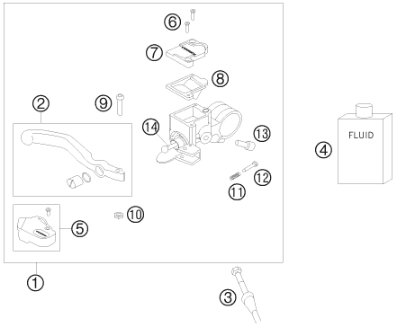 Sprängskiss: Front Brake Control – KTM 50 SX 2009