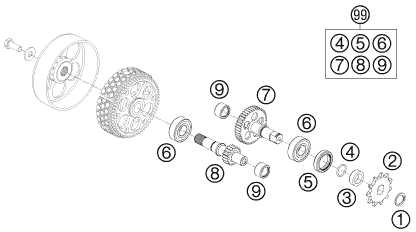 Sprängskiss: Transmission – KTM 50 SX 2009