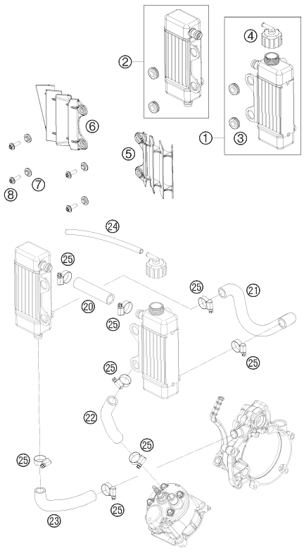 Sprängskiss: Cooling System – KTM 50 SX 2009