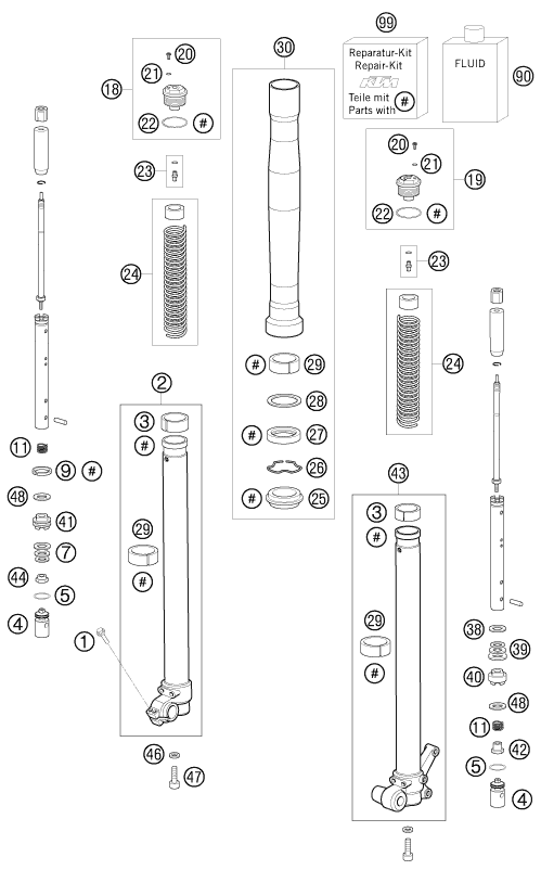 Sprängskiss: Front Fork Disassembled – KTM 65 SX 2009