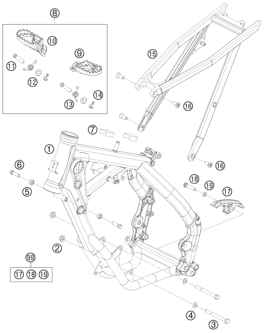 Sprängskiss: Frame – KTM 65 SX 2009