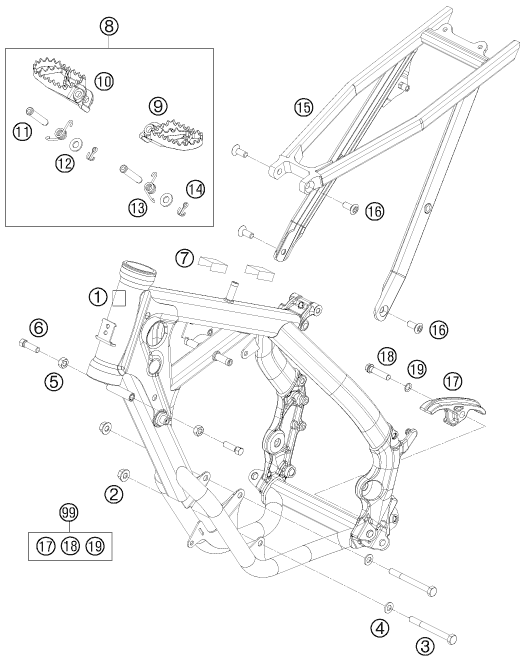 Sprängskiss: Frame – KTM 65 XC 2009