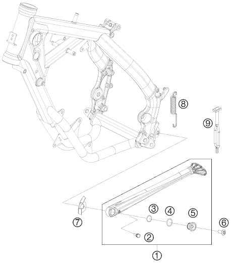 Sprängskiss: Side / Center Stand – KTM 65 XC 2009
