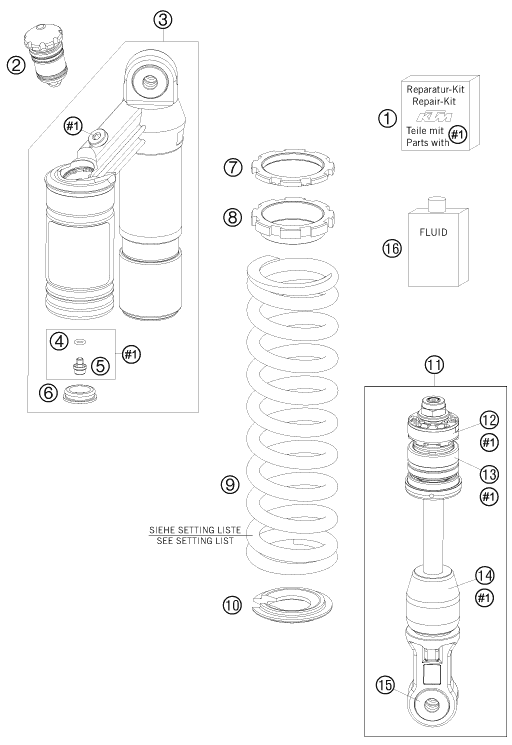 Sprängskiss: Shock Absorber Disassembled – KTM 65 SXS 2014