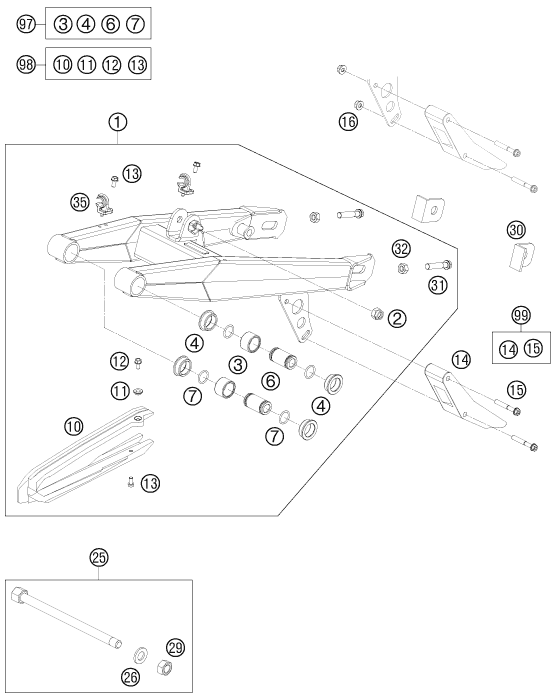 Sprängskiss: Swing Arm – KTM 65 XC 2009