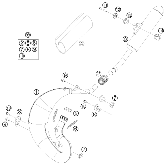 Sprängskiss: Exhaust System – KTM 65 SX 2009