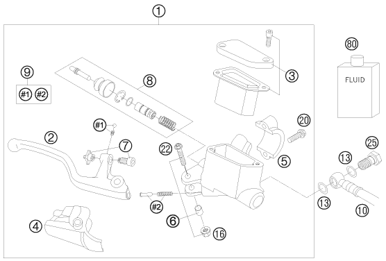 Sprängskiss: Front Brake Control – KTM 65 SX 2009