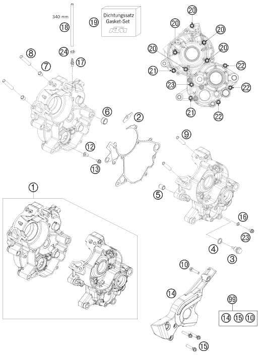 Sprängskiss: Engine Case – KTM 65 SX 2009