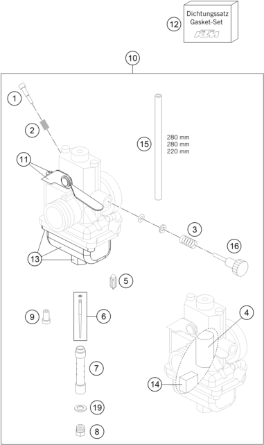 Sprängskiss: Carburetor – KTM 65 SX 2009