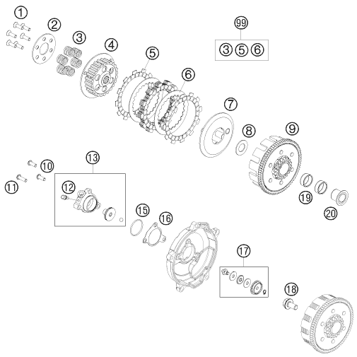 Sprängskiss: Clutch – KTM 65 SX 2009
