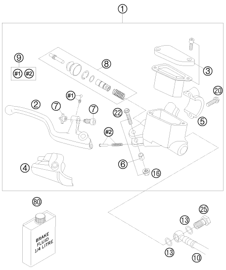 Sprängskiss: Front Brake Control – KTM 105 XC 19/16 2009