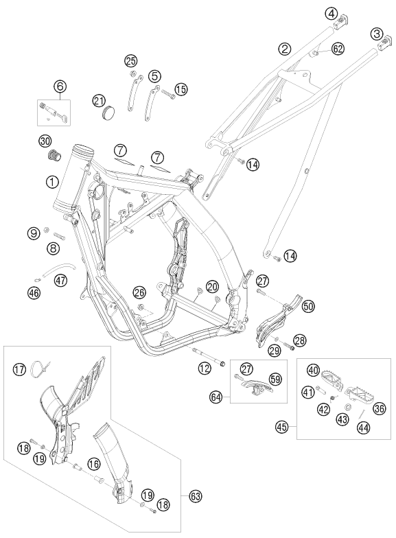 Sprängskiss: Frame – KTM 200 EXC 2009
