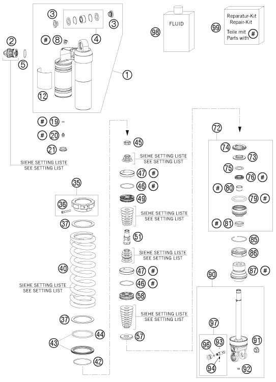 Sprängskiss: Shock Absorber Disassembled – KTM 150 SX 2009