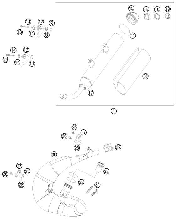 Sprängskiss: Exhaust System – KTM 200 EXC 2010