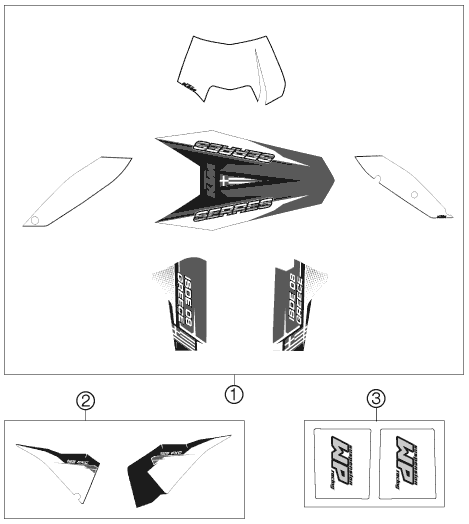 Sprängskiss: Decal – KTM 125 EXC SIX-DAYS 2009