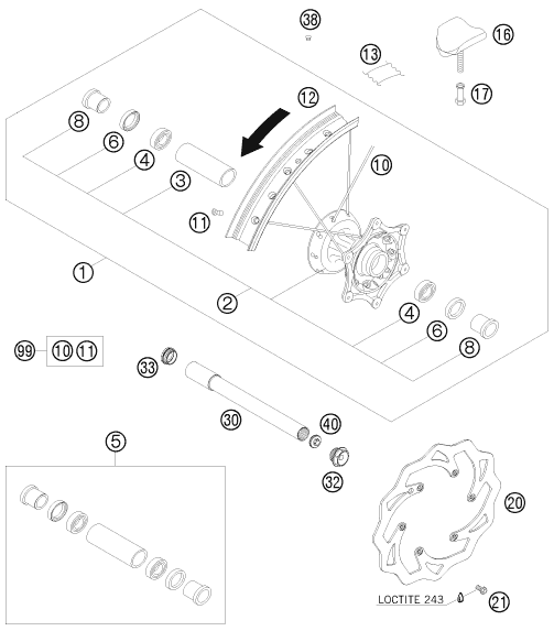 Sprängskiss: Front Wheel – KTM 150 SX 2009