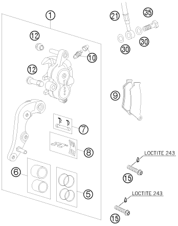 Sprängskiss: Front Brake Caliper – KTM 250 XCF-W SIX DAYS 2011