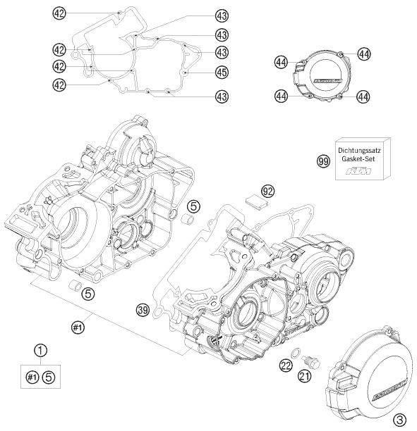 Sprängskiss: Engine Case – KTM 125 EXC FACTORY EDIT. 2011