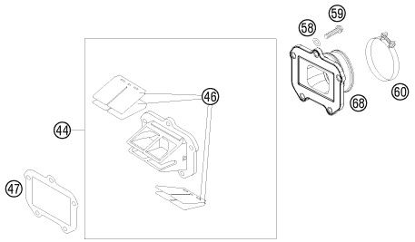 Sprängskiss: Reed Valve Case – KTM 125 EXC FACTORY EDIT. 2011