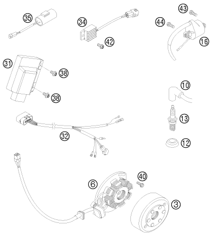 Sprängskiss: Ignition System – KTM 125 EXC FACTORY EDIT. 2011