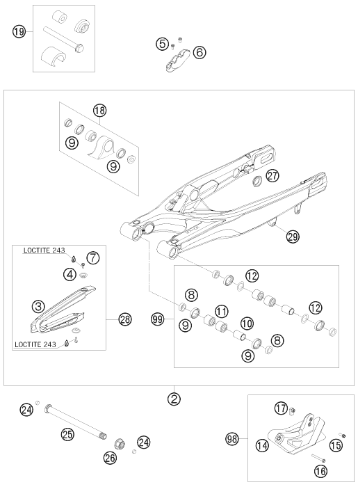 Sprängskiss: Swing Arm – KTM 200 XC 2009